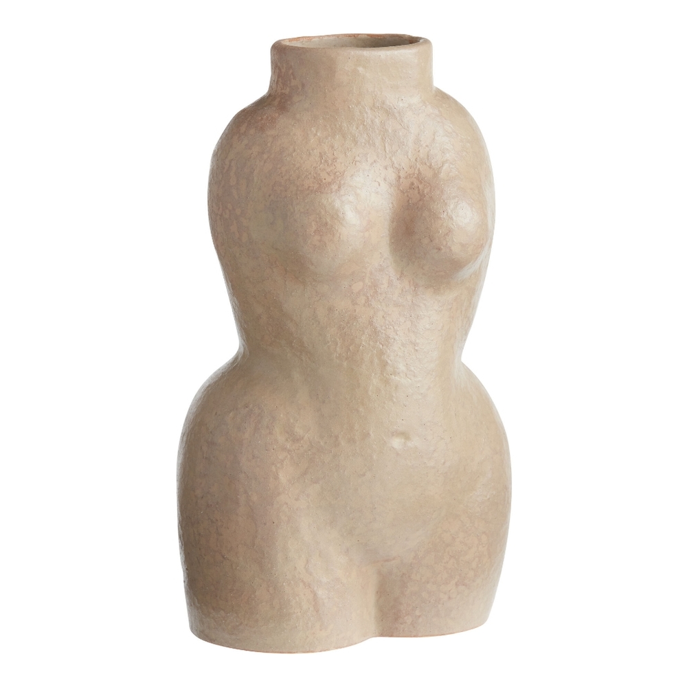 Natural Textured Ceramic Rustic Femme Vase | 7.25"H